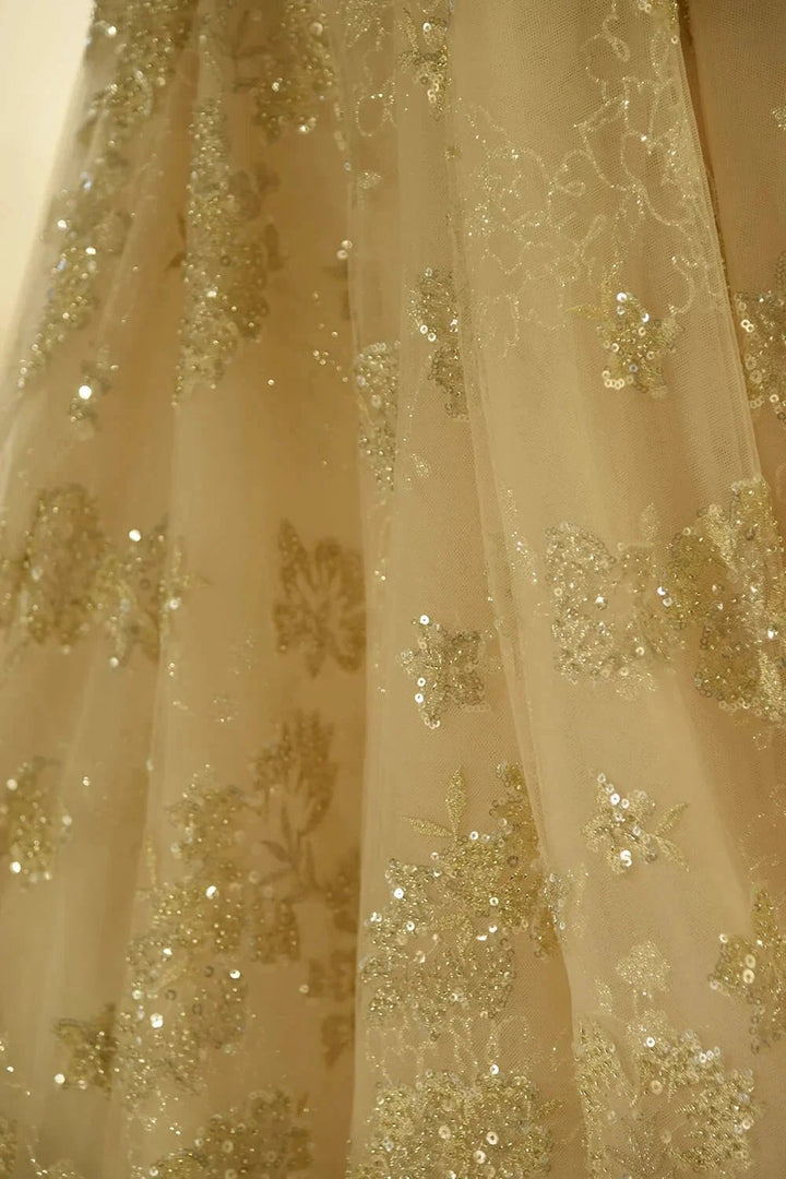 Amazing Princess Lace-up Sparkly Beading Tulle Ivory Princess Wedding Dress by misshow.com