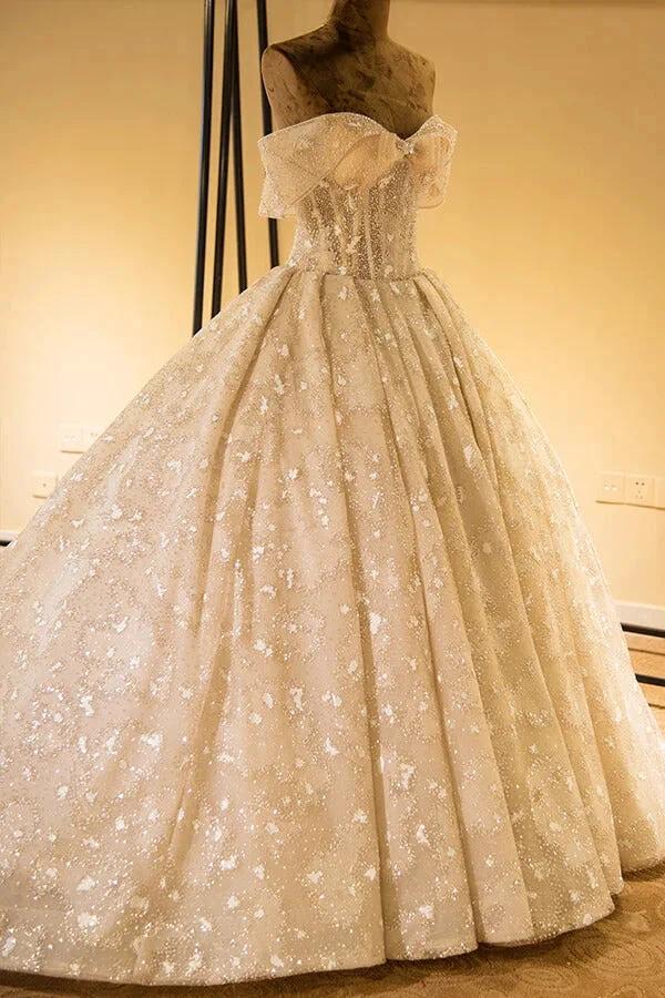 Amazing Strapless Cap sleeves Lace appliques Wedding Dress by misshow.com