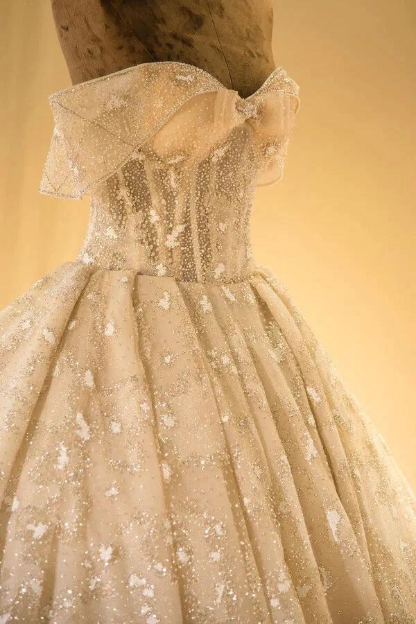 Amazing Strapless Cap sleeves Lace appliques Wedding Dress by misshow.com