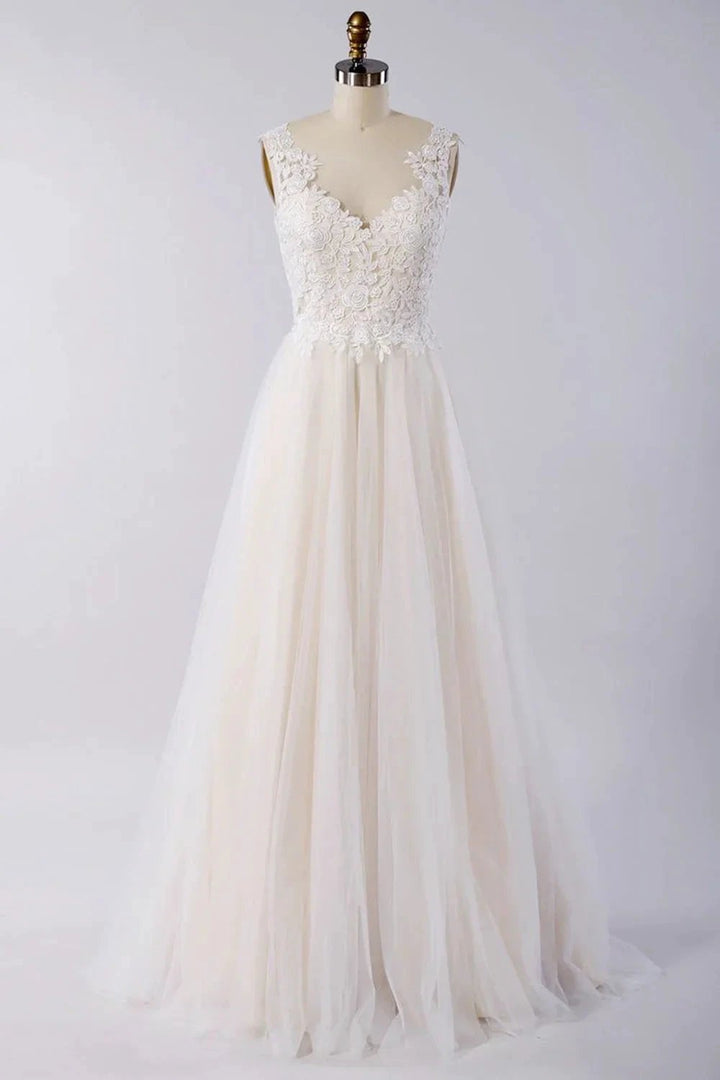Awesome Appliques Tulle A-line Wedding Dress by misshow.com