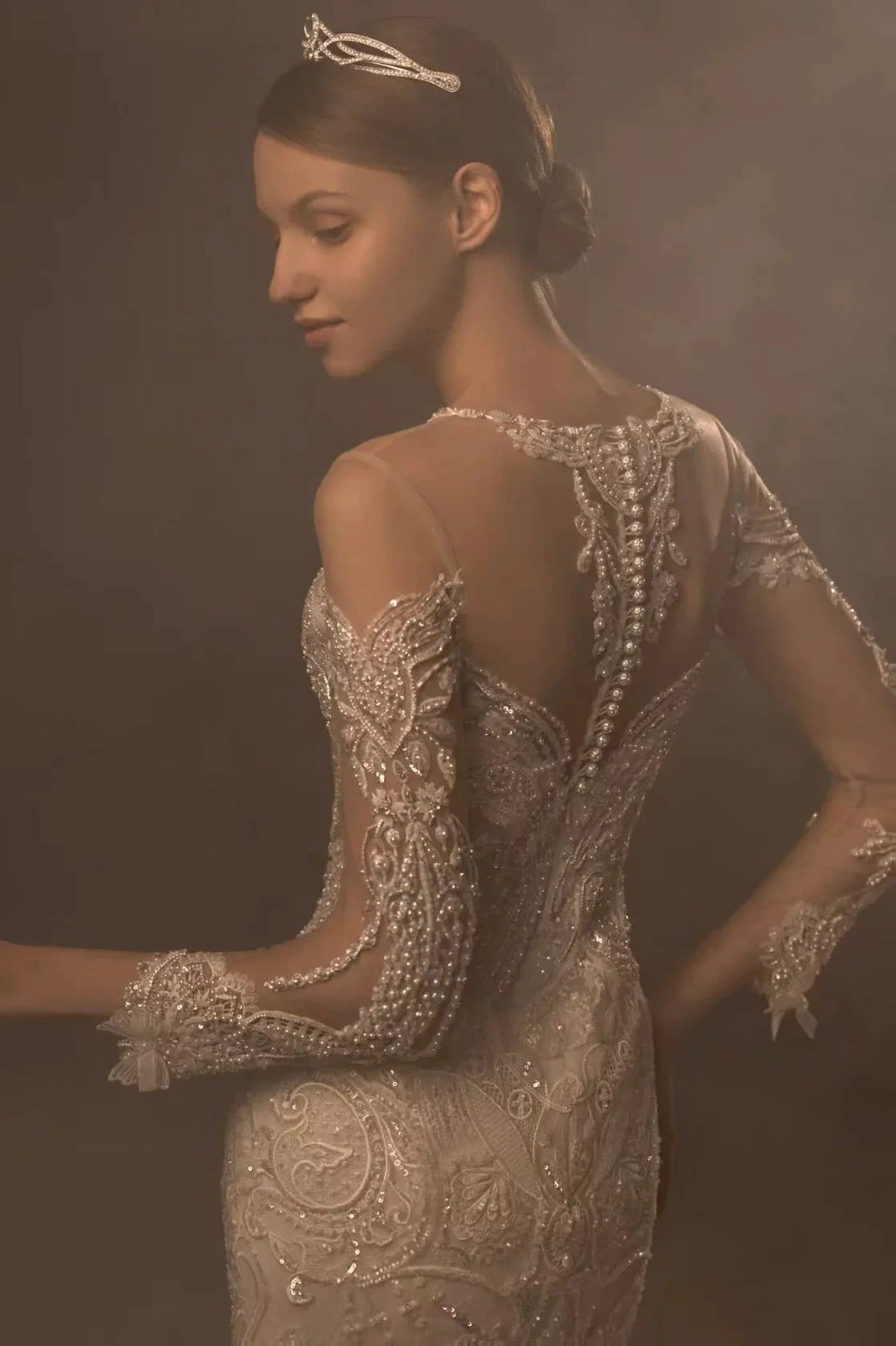 Exquisite Mermaid Halter Neck Illusion Lace Wedding Dress with Beaded Embroidery &amp; Keyhole Back H0010 by ZAPDRESS