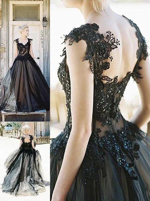 Ball Gown Sleeveless Sweetheart Lace Tulle Prom Dresses by misshow.com