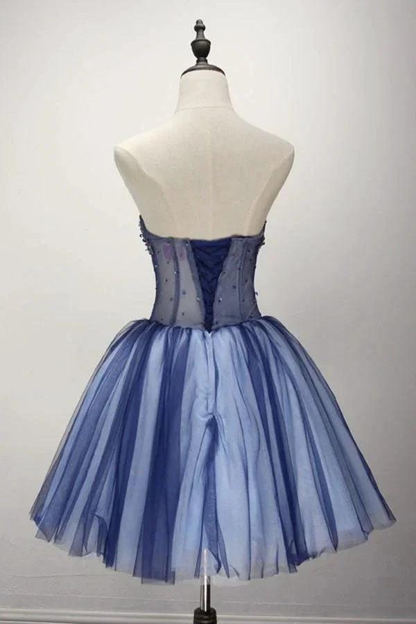 Ball Gown Strapless Short Tulle Homecoming Dress With Beading PG139 by pgmdress