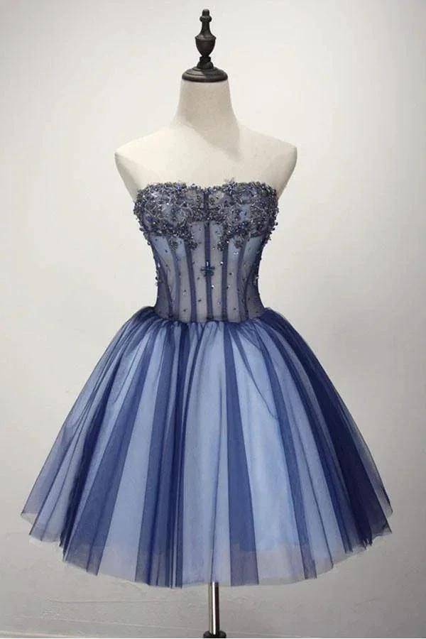 Ball Gown Strapless Short Tulle Homecoming Dress With Beading PG139 by pgmdress