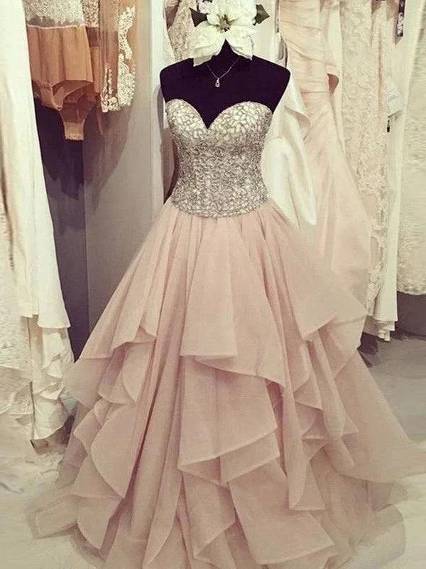 Ball Gown Sweetheart Sleeveless Floor-Length Beading Chiffon Prom Dresses by misshow.com