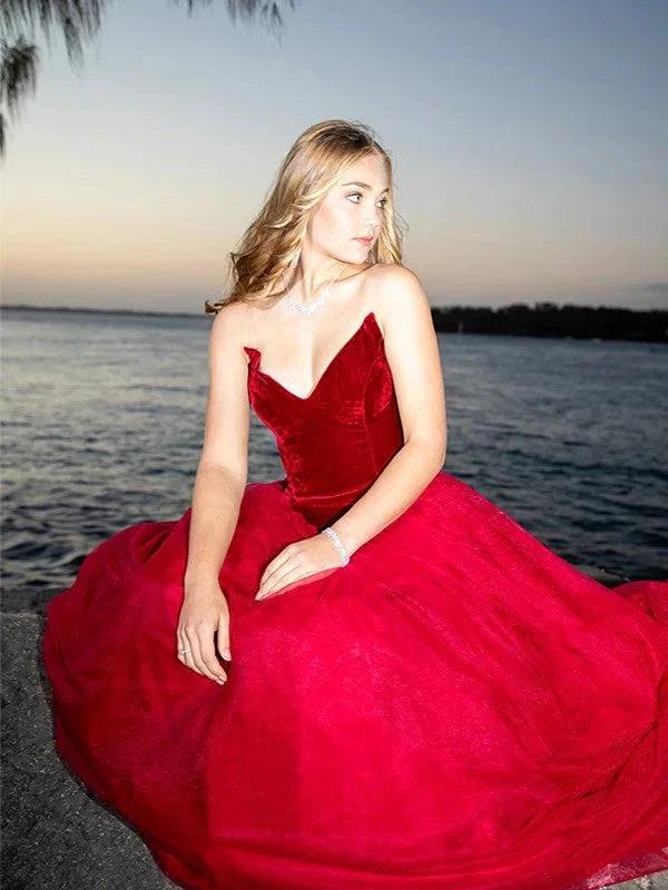 Ball Gown Sweetheart Tulle Sleeveless Court Train Prom Dresses by misshow.com