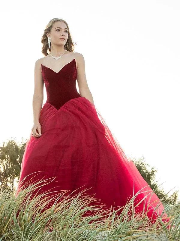 Ball Gown Sweetheart Tulle Sleeveless Court Train Prom Dresses by misshow.com