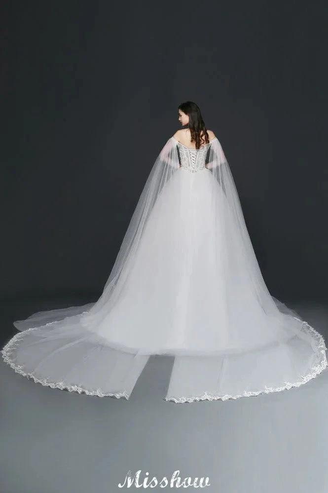 Ball Gowns Appliques Straps Tulle Elegant Wedding Dresses by misshow.com