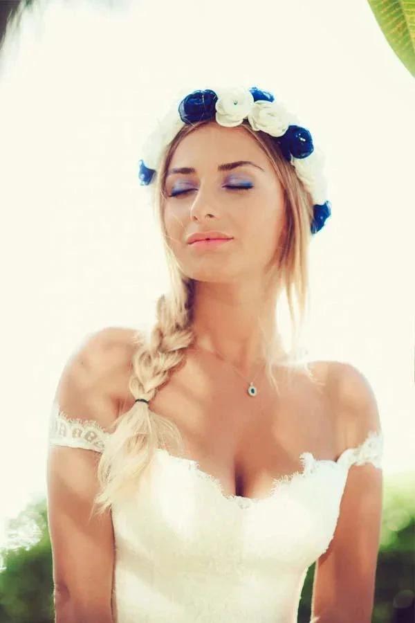 Beach Lace Off The Shoulder Long Chiffon Wedding Dresses WD213 by pgmdress