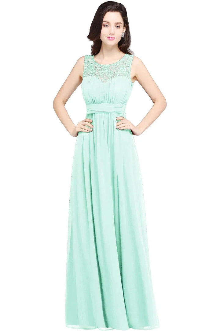 Beautiful A-Line Scoop Sleeveless Chiffon Bridesmaid Dresses by misshow.com