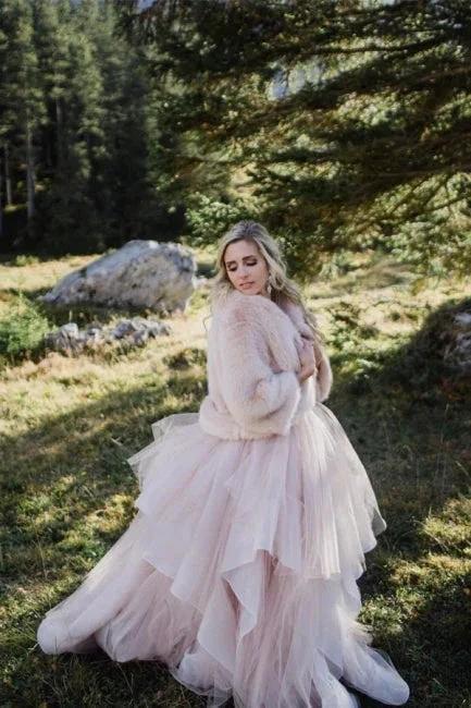 Beautiful A-line V-neck Backless Tulle Sleeveless Wedding Dresses by misshow.com