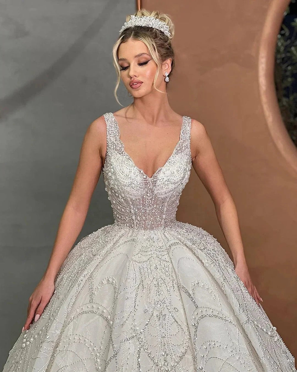 Beautiful Ball Gown Spaghetti Strap Wedding Dress With Beading by misshow.com