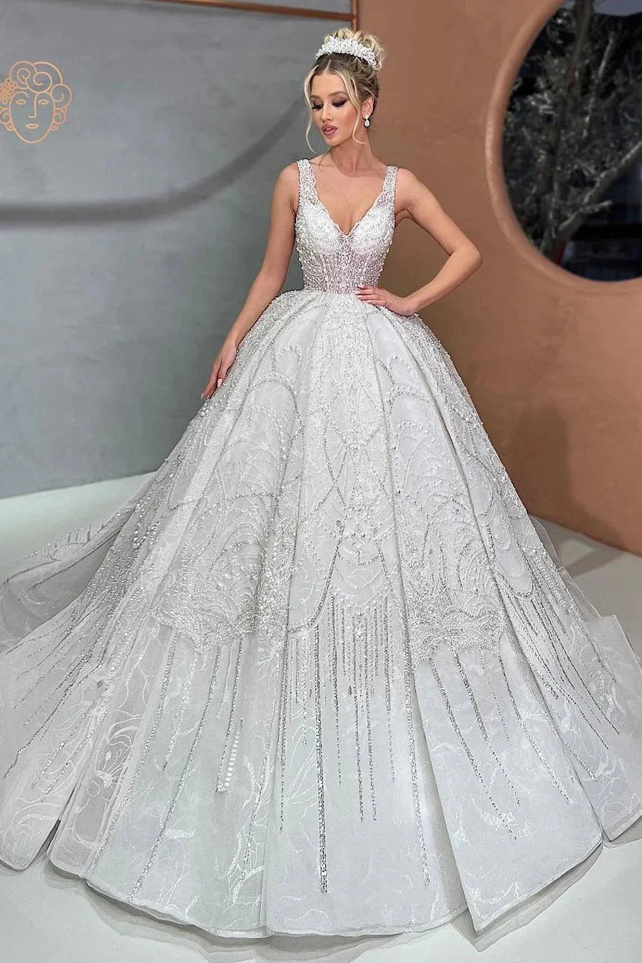 Beautiful Ball Gown Spaghetti Strap Wedding Dress With Beading by misshow.com