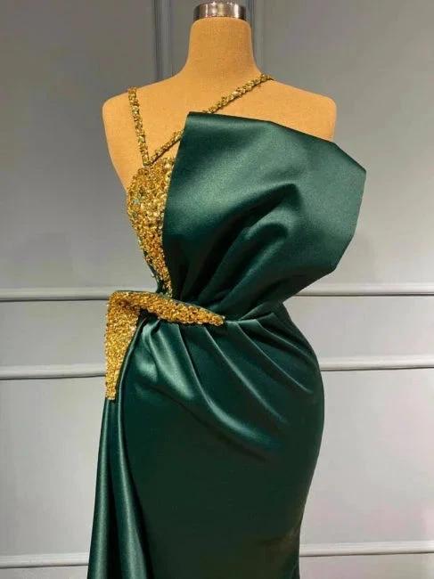 Beautiful evening dresses long green | Prom dresses in glitter by misshow.com