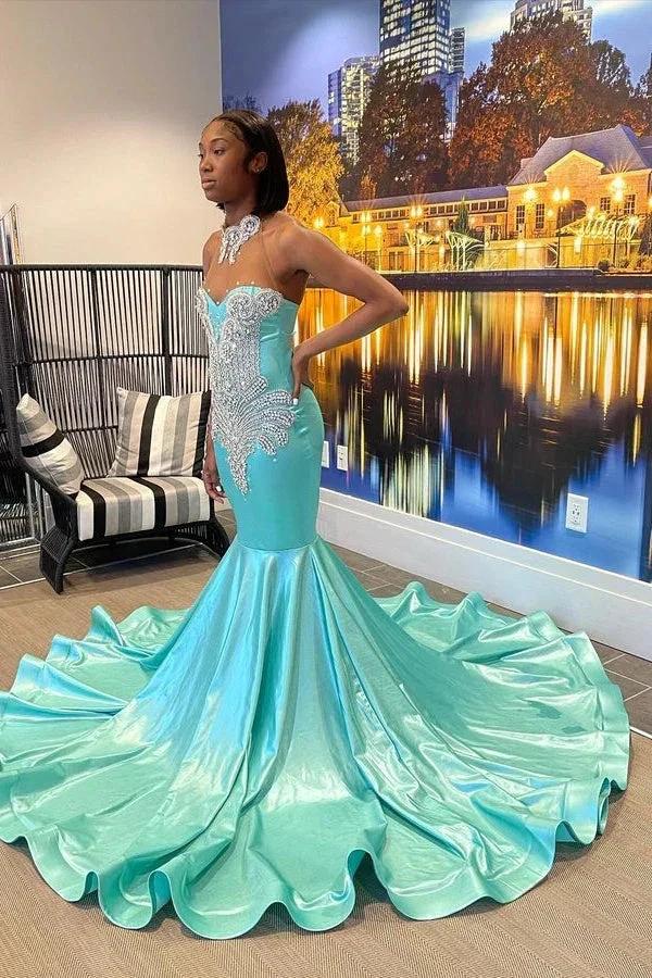Beautiful High-neck Sweetheart Sleeveless Mermaid Prom Dress With Beading by misshow.com