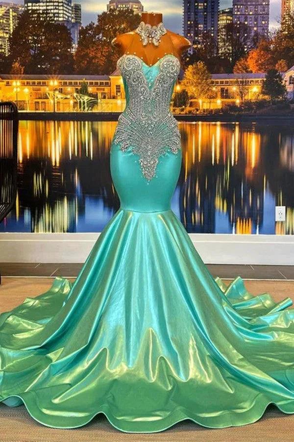 Beautiful High-neck Sweetheart Sleeveless Mermaid Prom Dress With Beading by misshow.com