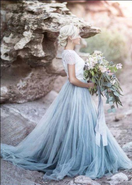 Beautiful lace Top Short Sleeves Prom Dress A Line Wedding Dresses WD409 by pgmdress