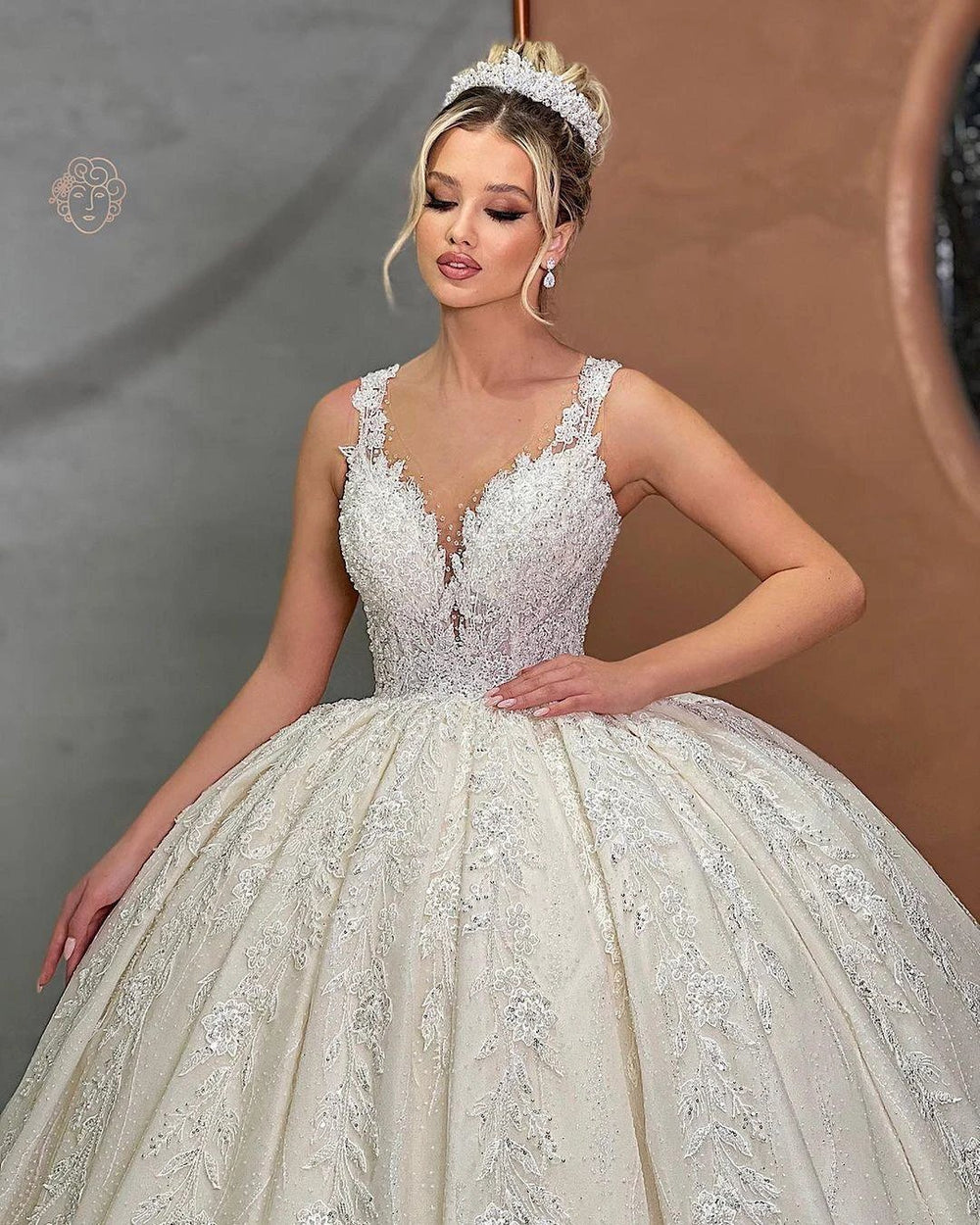 Beautiful Long Ball Gown Spaghetti Strap Lace Wedding Dress by misshow.com