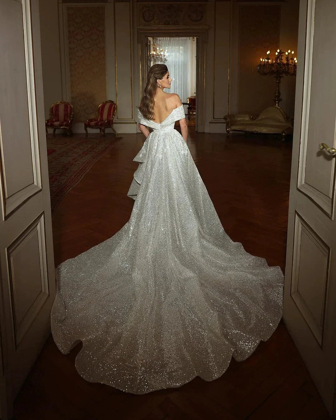 Beautiful Long Mermaid Off-the-shoulder Sequined Sleeveless Weddding Dress by misshow.com