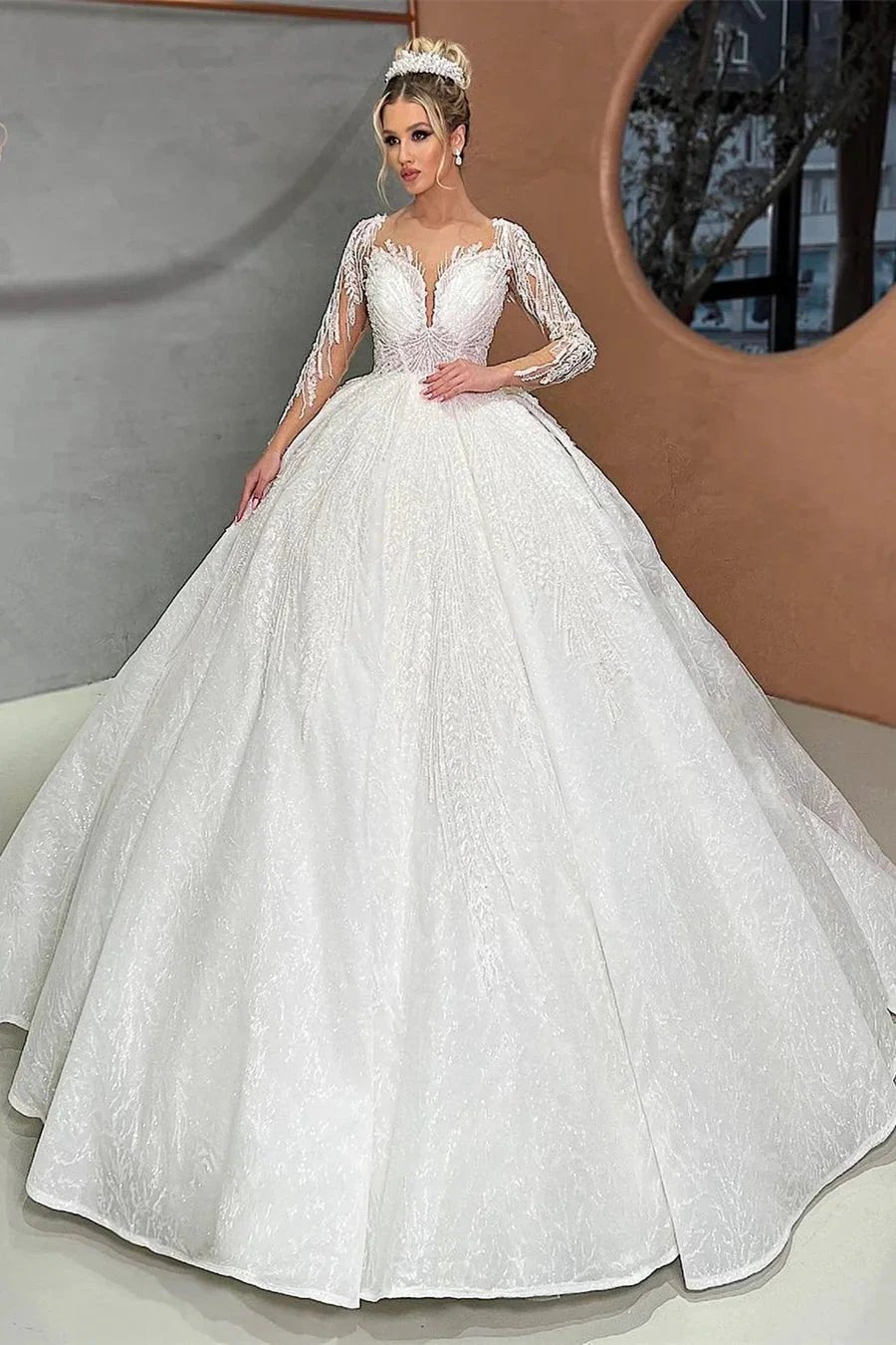 Beautiful Long White Sweetheart Ball Gown Wedding Dress With Applique by misshow.com