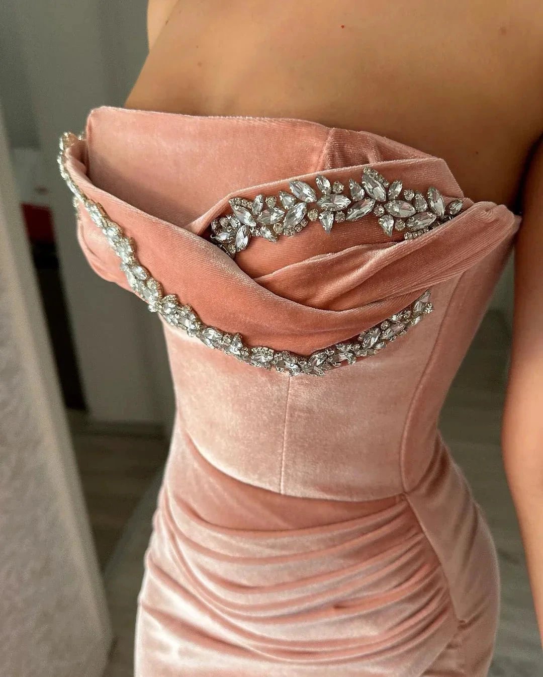 Beautiful Mermaid Sexy Sleeveless Crystal Prom Dress With Slit by misshow.com
