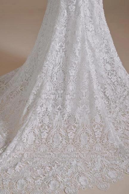 Beautiful Off-the-shoulder Sleeveless Mermaid Floor-Length Lace Wedding Dresses with Applique by misshow.com