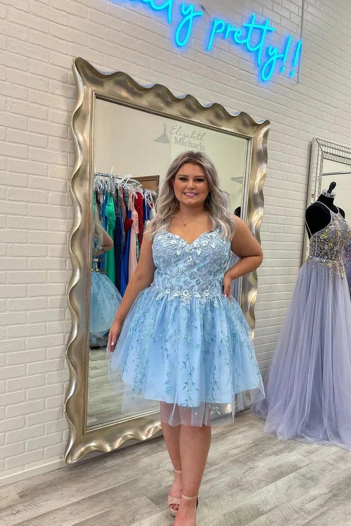 Beautiful Sky Blue A-line Appliques Short Homecoming Dress by misshow.com