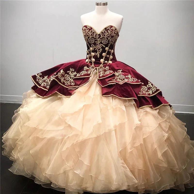 Best Long Ball Gown Sweetheart Organza Quinceanera Dress by BIZTUNNEL