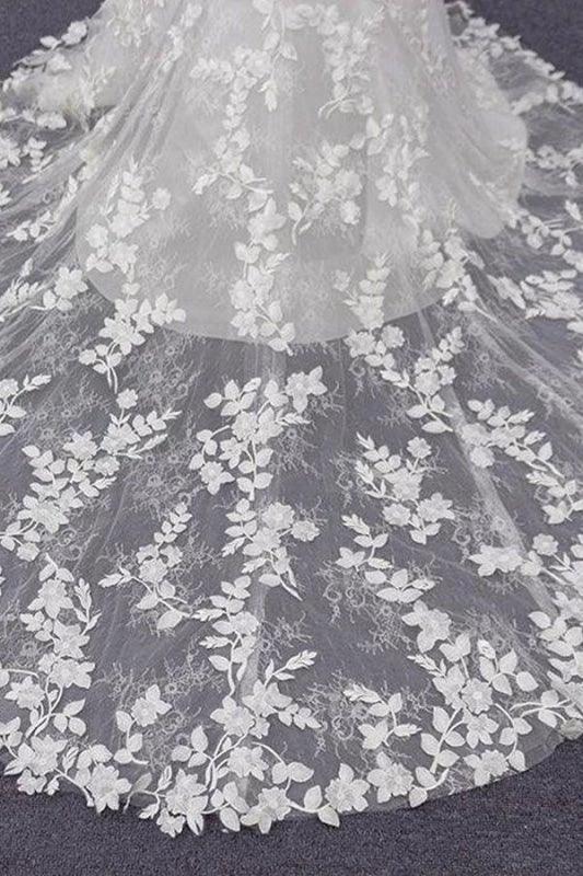 Best Spaghetti Strap Appliques Mermaid Elegant Wedding Dresses by misshow.com