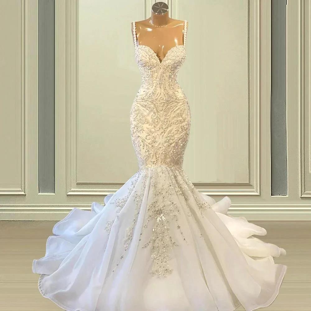 Biztunnel Elegant Long Mermaid Sweetheart Sleeveless Tulle Lace Wedding Dress by BIZTUNNEL
