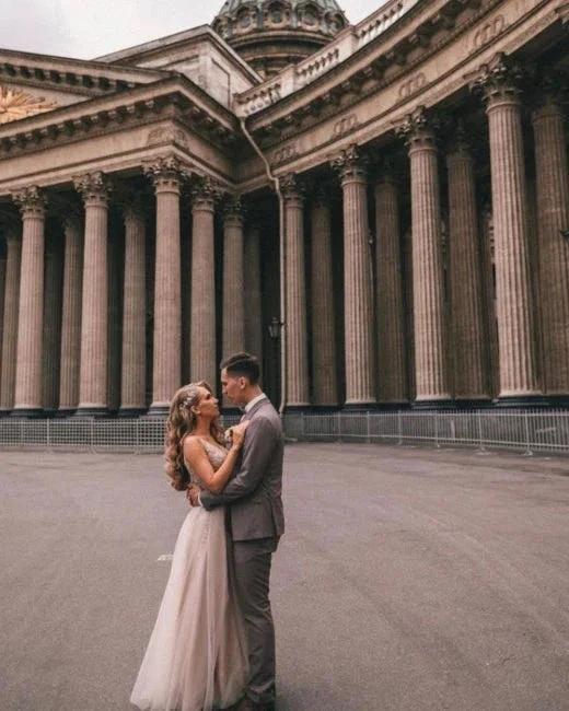 Boho A-line V-Neck Slit Wedding Dresses with Lace by misshow.com