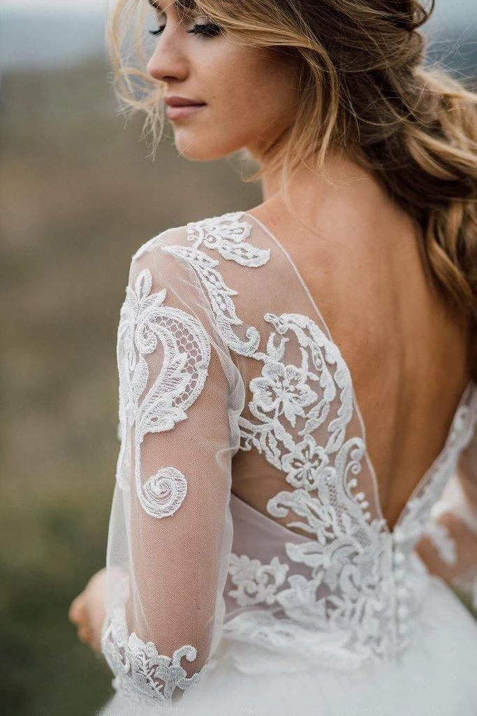 Boho Wedding Dress Low Open Back Bridal Gown Separates Wedding Dress WD499 by pgmdress
