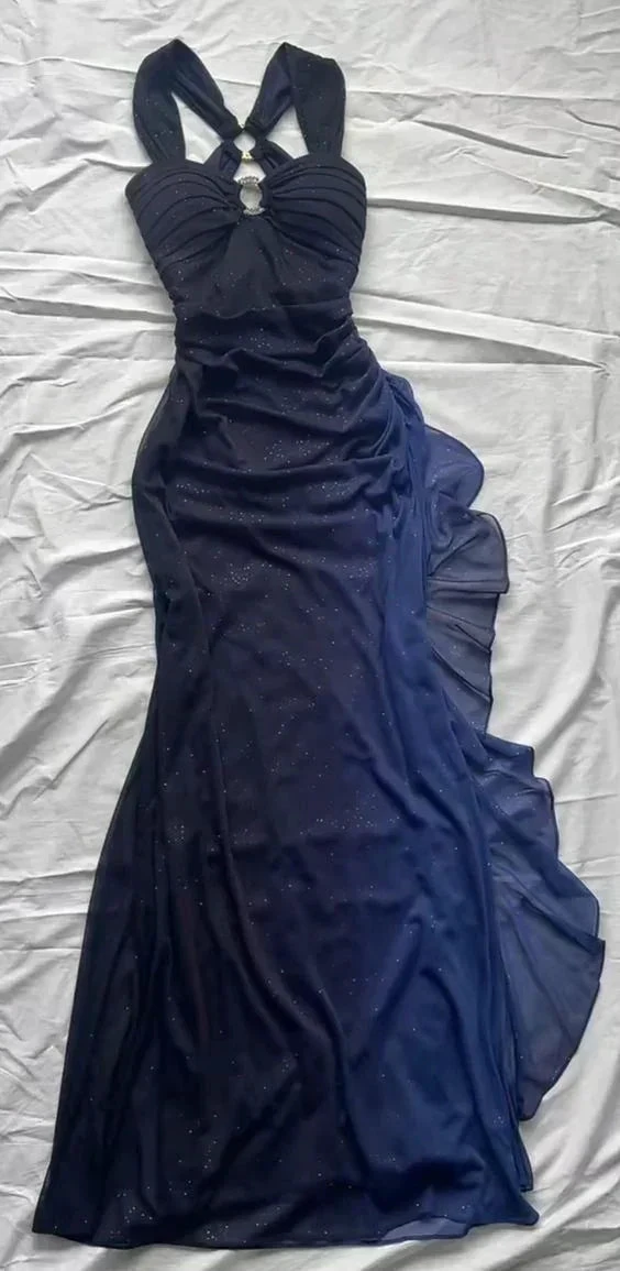 Ombre Grape Navy Blue Chiffon Backless Evening Dress Long Party Prom Gown Y7483 by simplepromdress