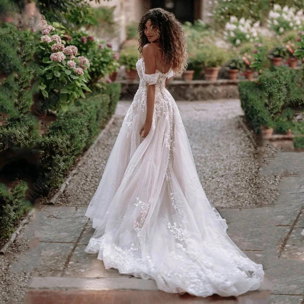 Exquisite Off Shoulder Wedding Dresses Sweetheart Applique Bride Gowns A-Line vestidos de novia playa Custom Made by payinti