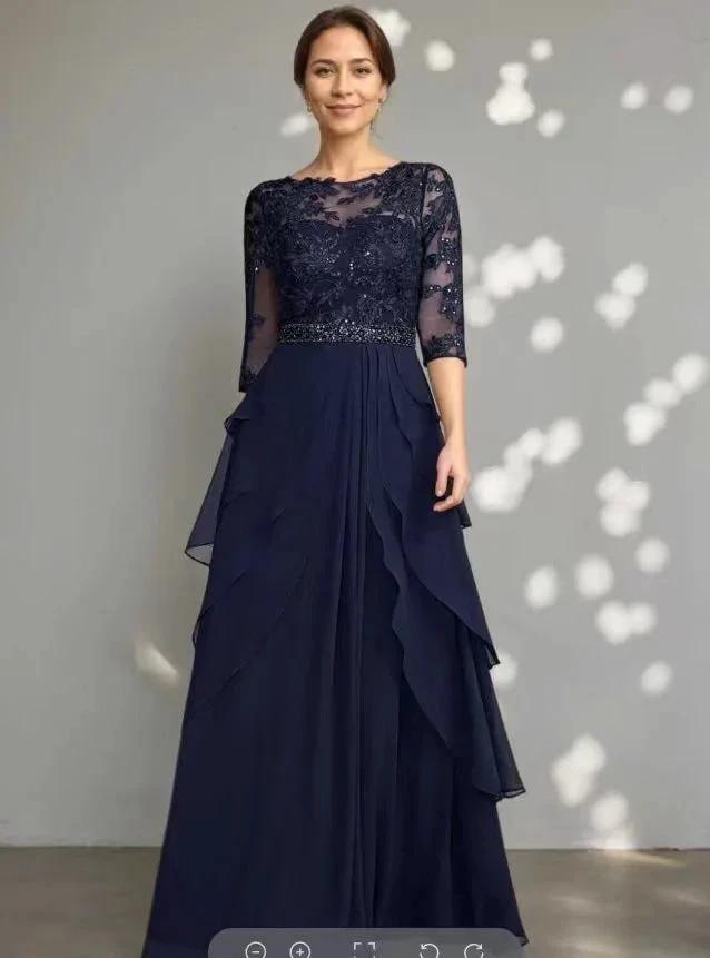 Navy lace sequin dress by ZAPDRESS