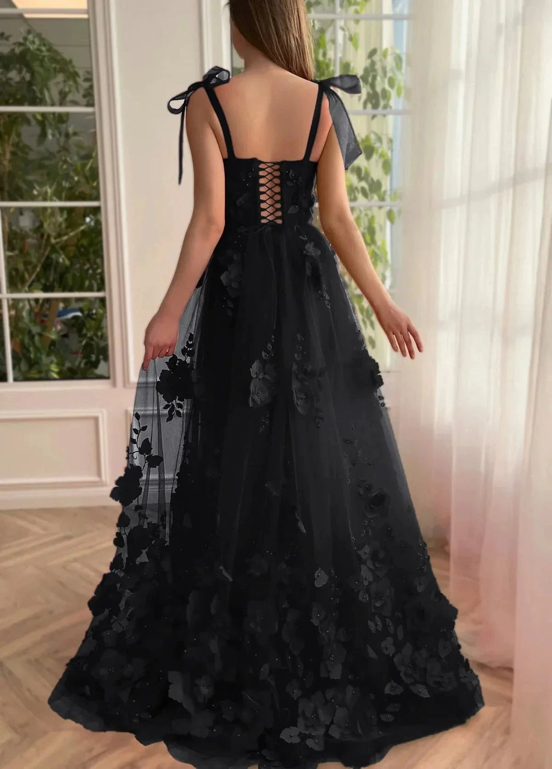 Cameron | Scarlet Lace A-line 3D Flower Long Prom Dress With Slit by KissProm