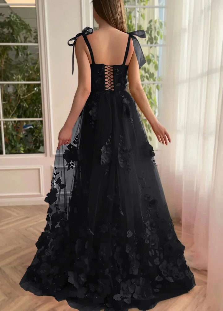 Cameron | Scarlet Lace A-line 3D Flower Long Prom Dress With Slit by KissProm