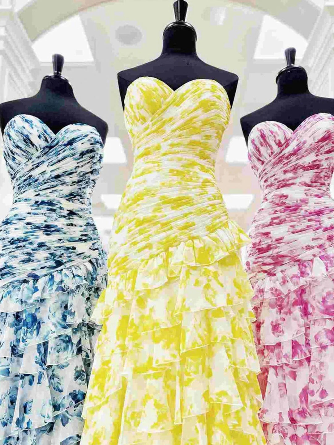 Cassian | Mermaid Sweetheart Printed Chiffon Long Prom Dresses with Slit by KissProm