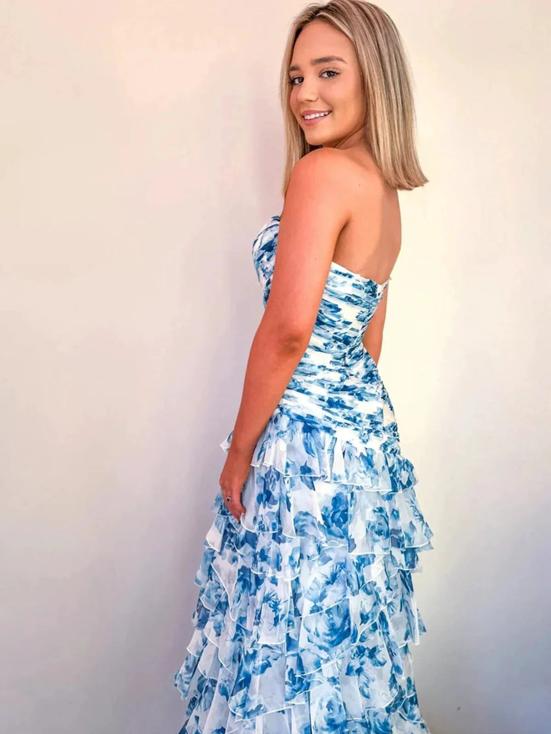Cassian | Mermaid Sweetheart Printed Chiffon Long Prom Dresses with Slit by KissProm