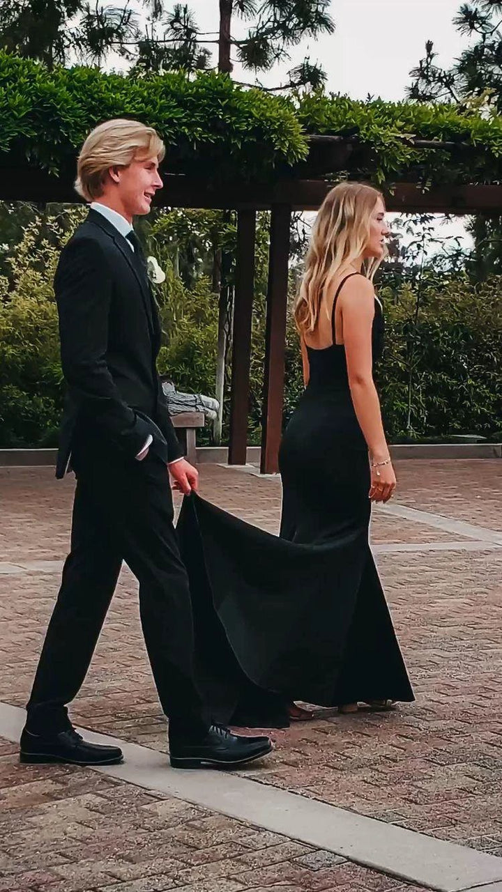 Black Mermaid Spaghetti Straps Long Prom Dress Charming Evening Dress Y424 by simplepromdress