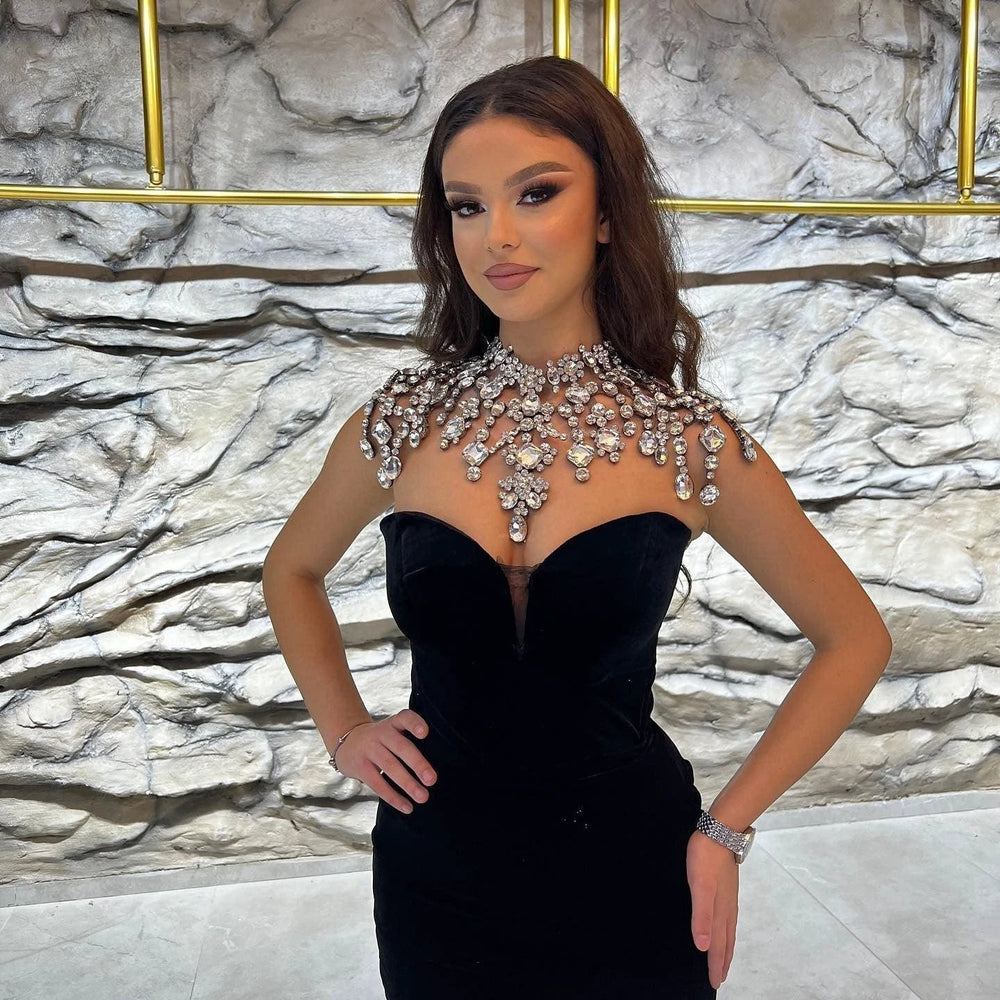 Charming Long Mermaid Sweetheart Velvet Sleeveless Formal Prom Dresses by BIZTUNNEL