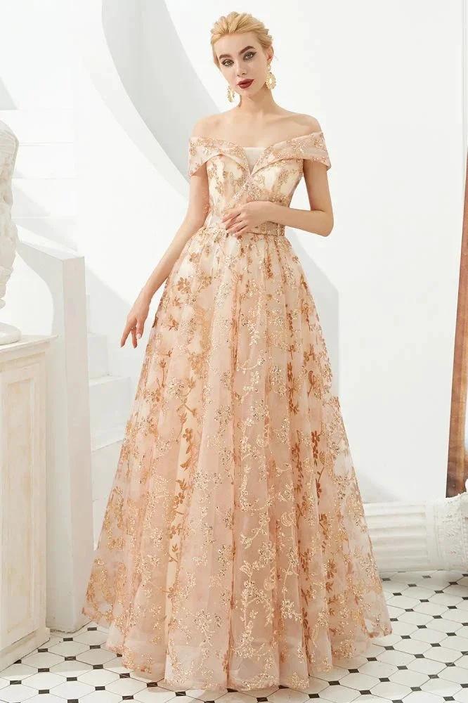 Charming Off Shoulder Aline Princess Dress Tulle Swing Evening Party Dress Quincenera Dress by misshow.com