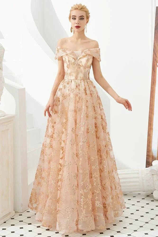 Charming Off Shoulder Aline Princess Dress Tulle Swing Evening Party Dress Quincenera Dress by misshow.com