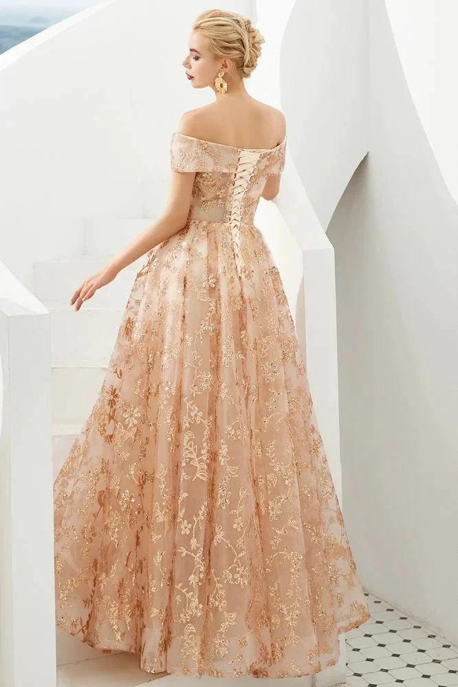 Charming Off Shoulder Aline Princess Dress Tulle Swing Evening Party Dress Quincenera Dress by misshow.com