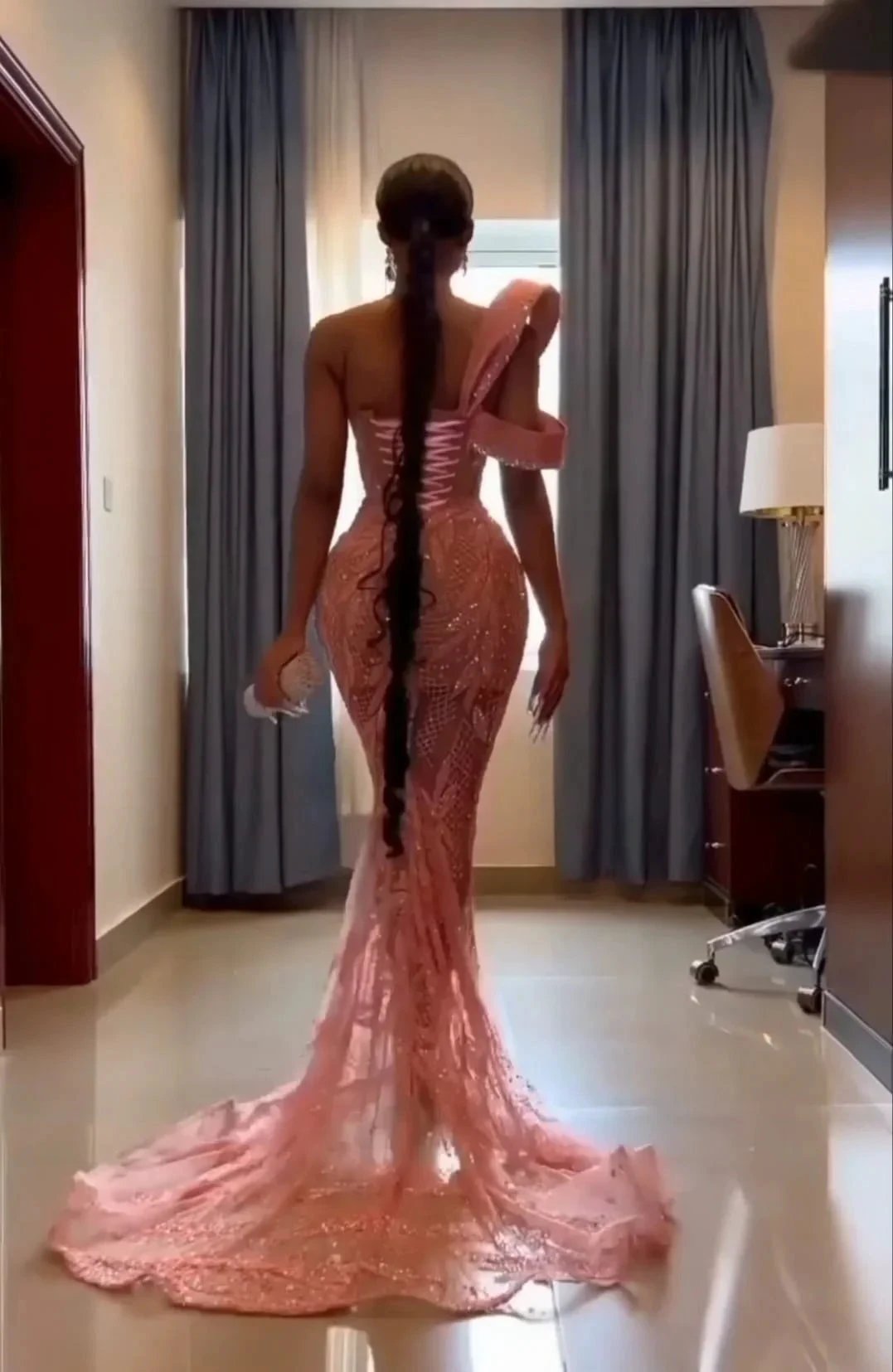 Charming One Shoulder Mermaid Prom Dress Glitter Sequins Pearl Sweetheart Evening Dress by misshow.com