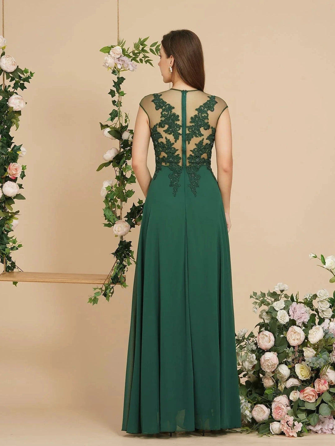 Charming Sleeveless Beadings Aline Evening Maxi Dress Cap Sleeves Bridesmaid Dress by misshow.com