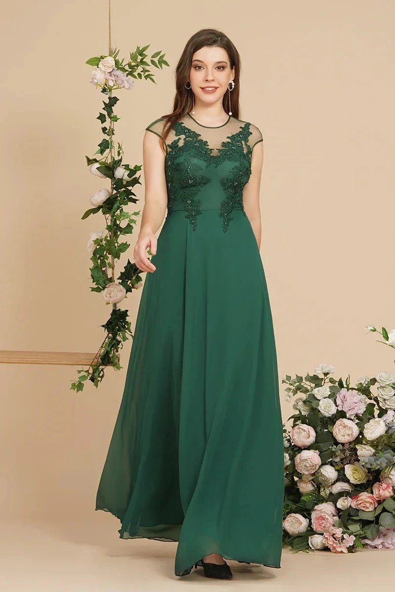 Charming Sleeveless Beadings Aline Evening Maxi Dress Cap Sleeves Bridesmaid Dress by misshow.com