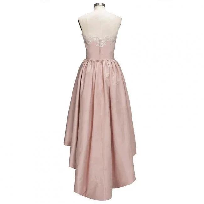 Charming Sweetheart Lace Hi-Lo Homecoming Dress Gold Sleveless Short Party Dress with Appliques by misshow.com
