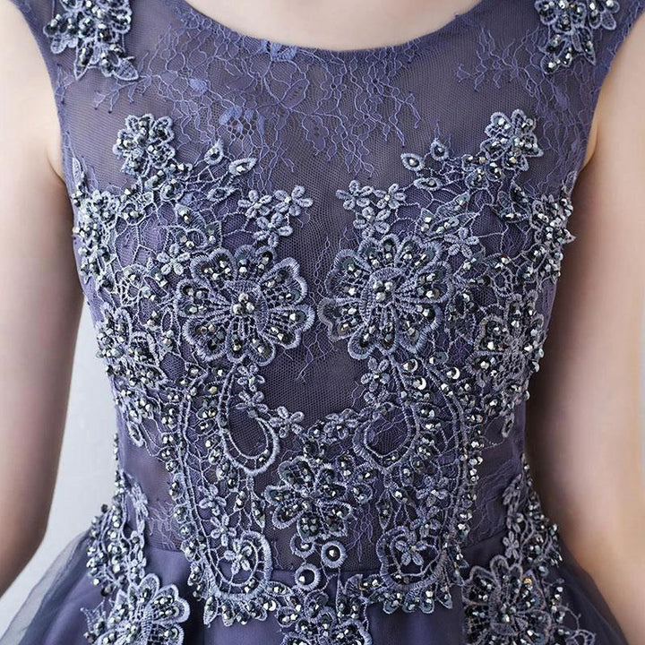 Ruffle Scoop Navy Lace Cute Homecoming/Party Dresses PD108 by pgmdress