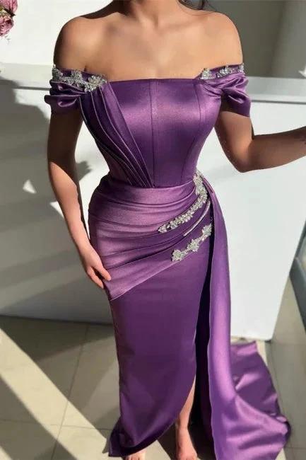 Chic Grape Strapless Off the Shoulder Floor Length Mermaid Prom Dress by misshow.com